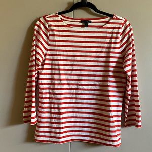J Crew Red and White Striped Tee